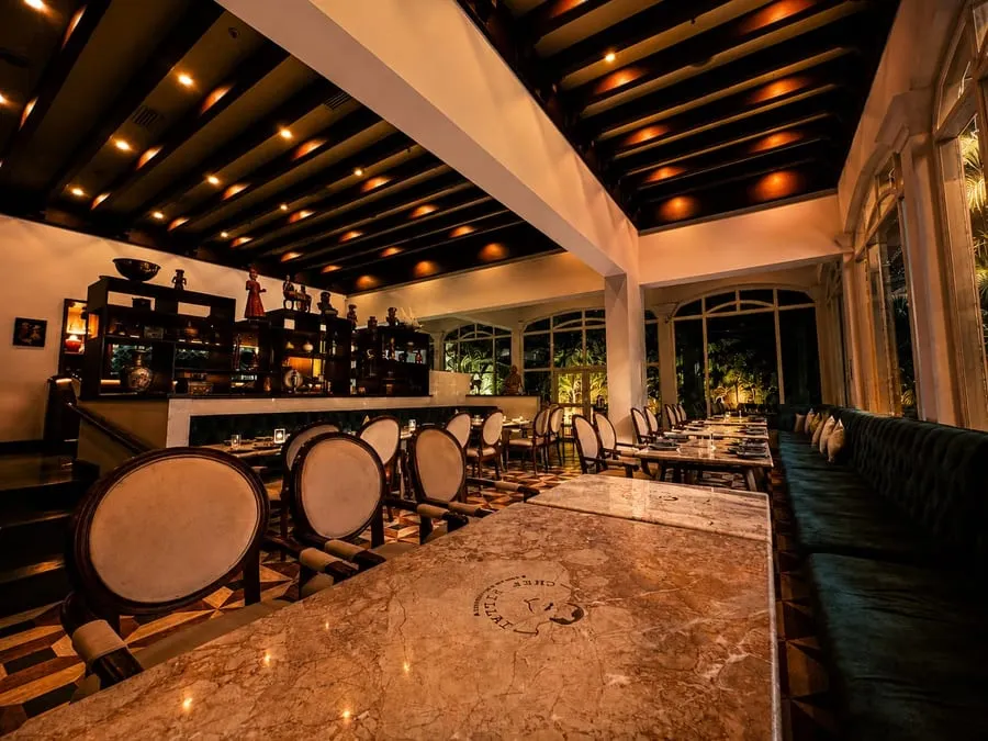 Bar counter and dining area
